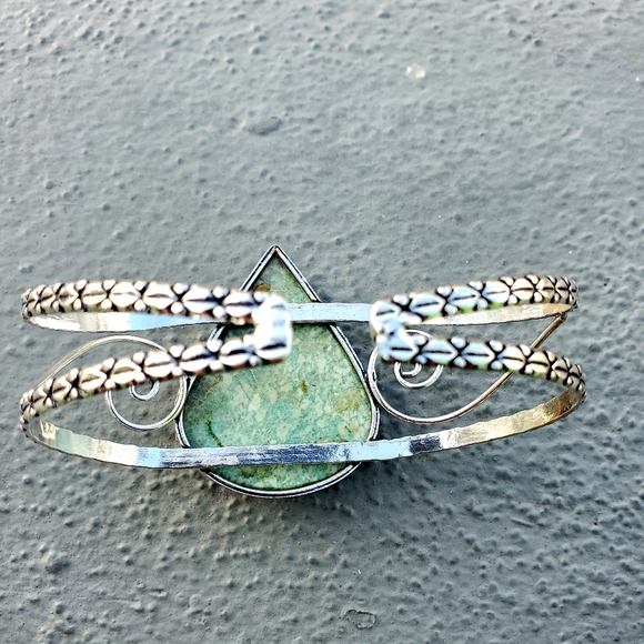 New Amazonite 925 Silver Cuff Bracelet. - Picture 8 of 14
